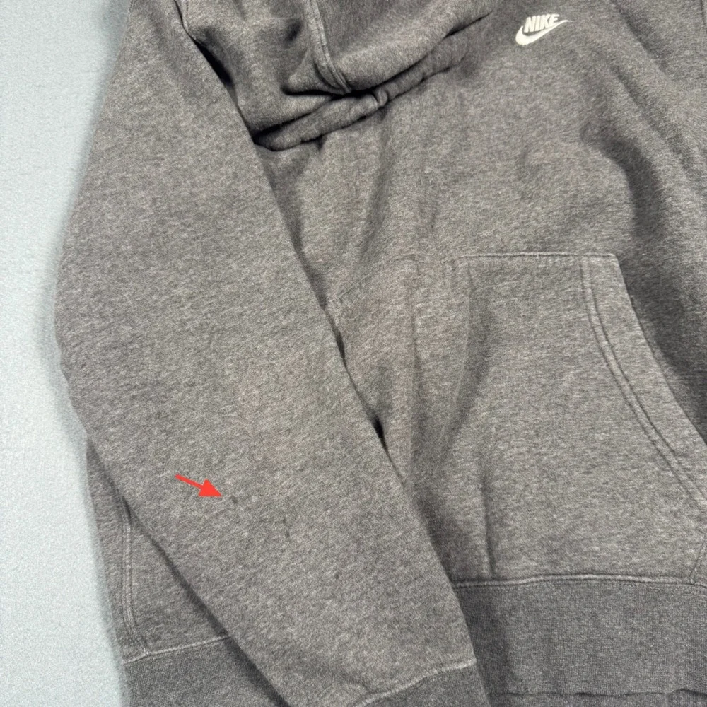 Nike Hoodie Mens Large Gray Fleece Pullover Embroidered Swoosh Logo Sportswear